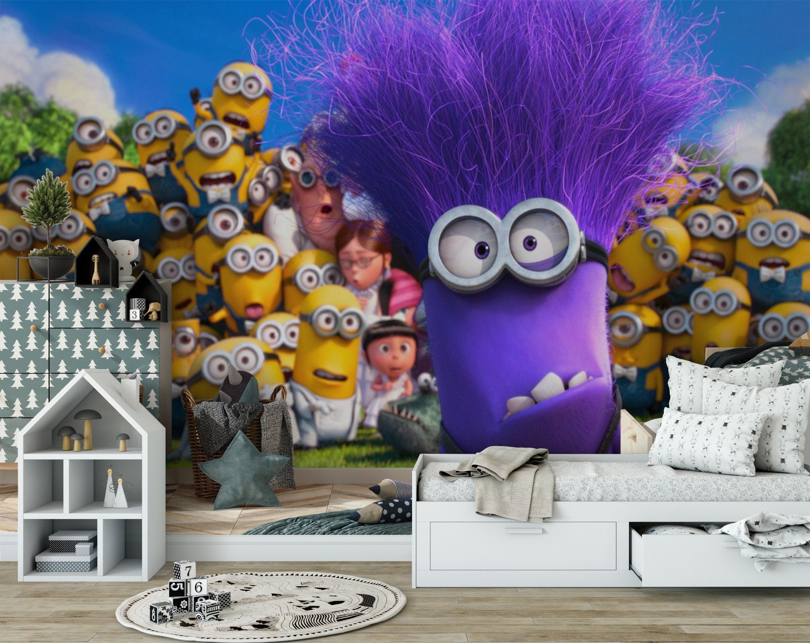Minions 3D Wallpaper Mural: Kids Room Decor Removable Peel and Stick - Etsy