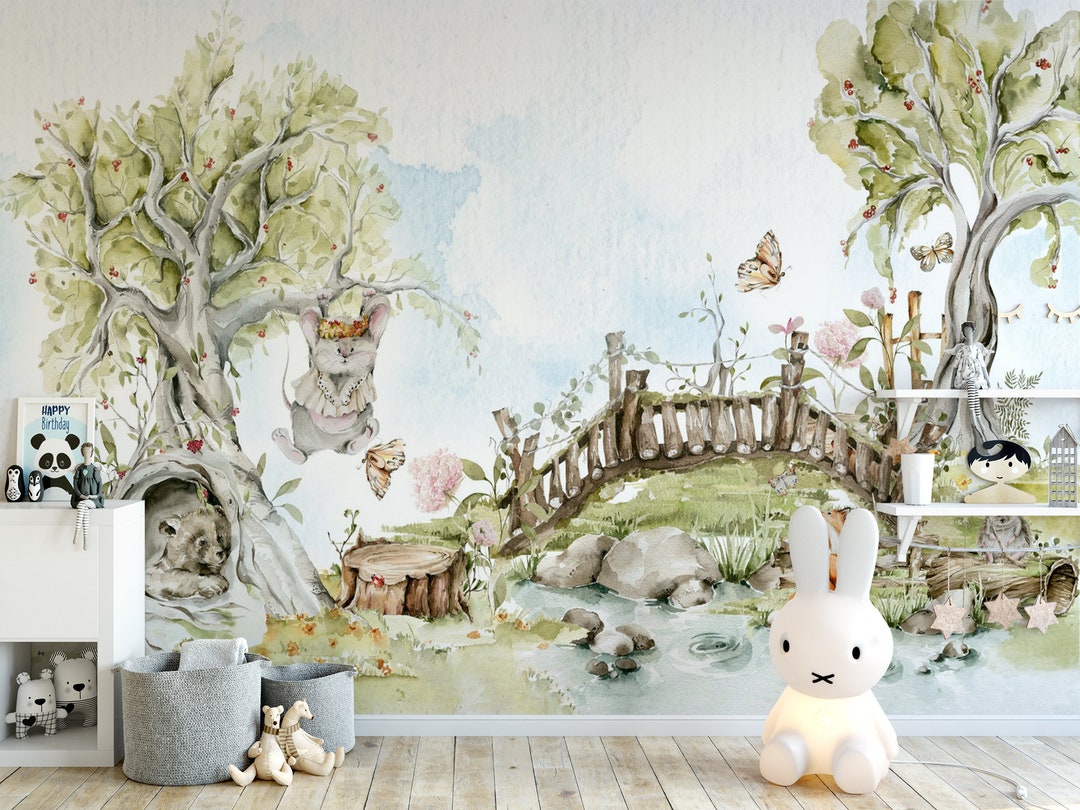 Forest Animals Kids Wallpaper Mural: Nursery Removable Peel and Stick ...