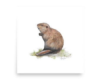 Beaver Watercolor Print