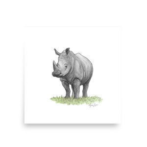 Nashorn Aquarell Druck