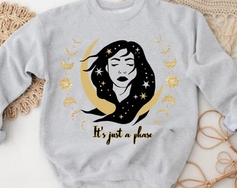 It's Just A Phase Sweatshirt | Moon Phases Hoodie Sweatshirt | Aesthetic Celestial Boho Moon Lover Gifts