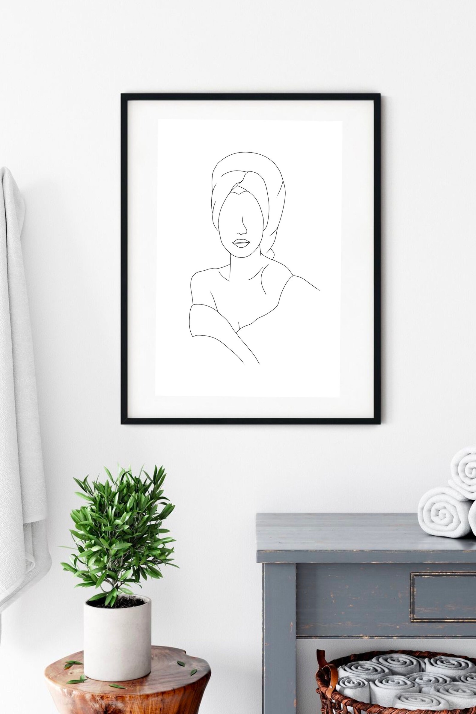 Line Art Bathroom Wall Art Bathroom Decor - Etsy