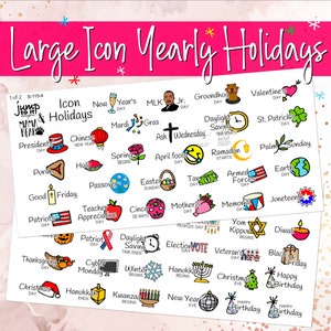 Large Icon Holiday stickers planner calendar (S-115-4)