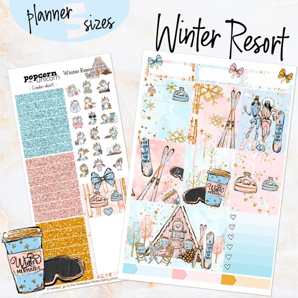 Winter Resort - weekly kit Erin Condren Vertical Horizontal, Happy Planner Classic, Mini & Big