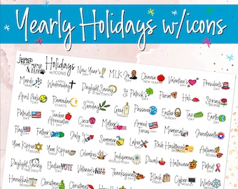 Holiday stickers w/ Icons planner calendar (S-115-2)