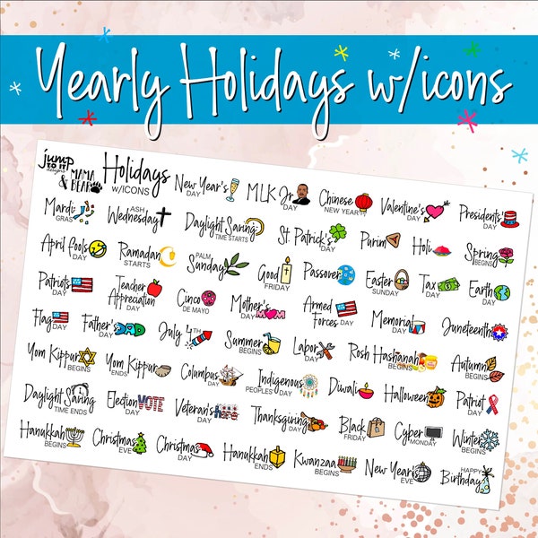 Holiday stickers w/ Icons planner calendar (S-115-2)