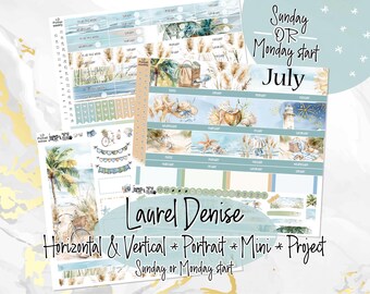 July Beach Days - Laurel Denise Planner stickers - Portrait, Mini, Vertical, Horizontal and Project