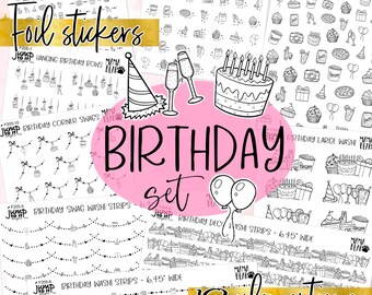 Foil Theme Collection •BIRTHDAY • Washi, Swags, Tabs, Deco (F-205)