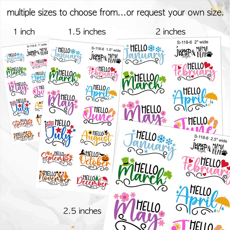 Hello Month 2 Hello Months of the Year Planner Calendar Stickers (S-118-6) - Etsy