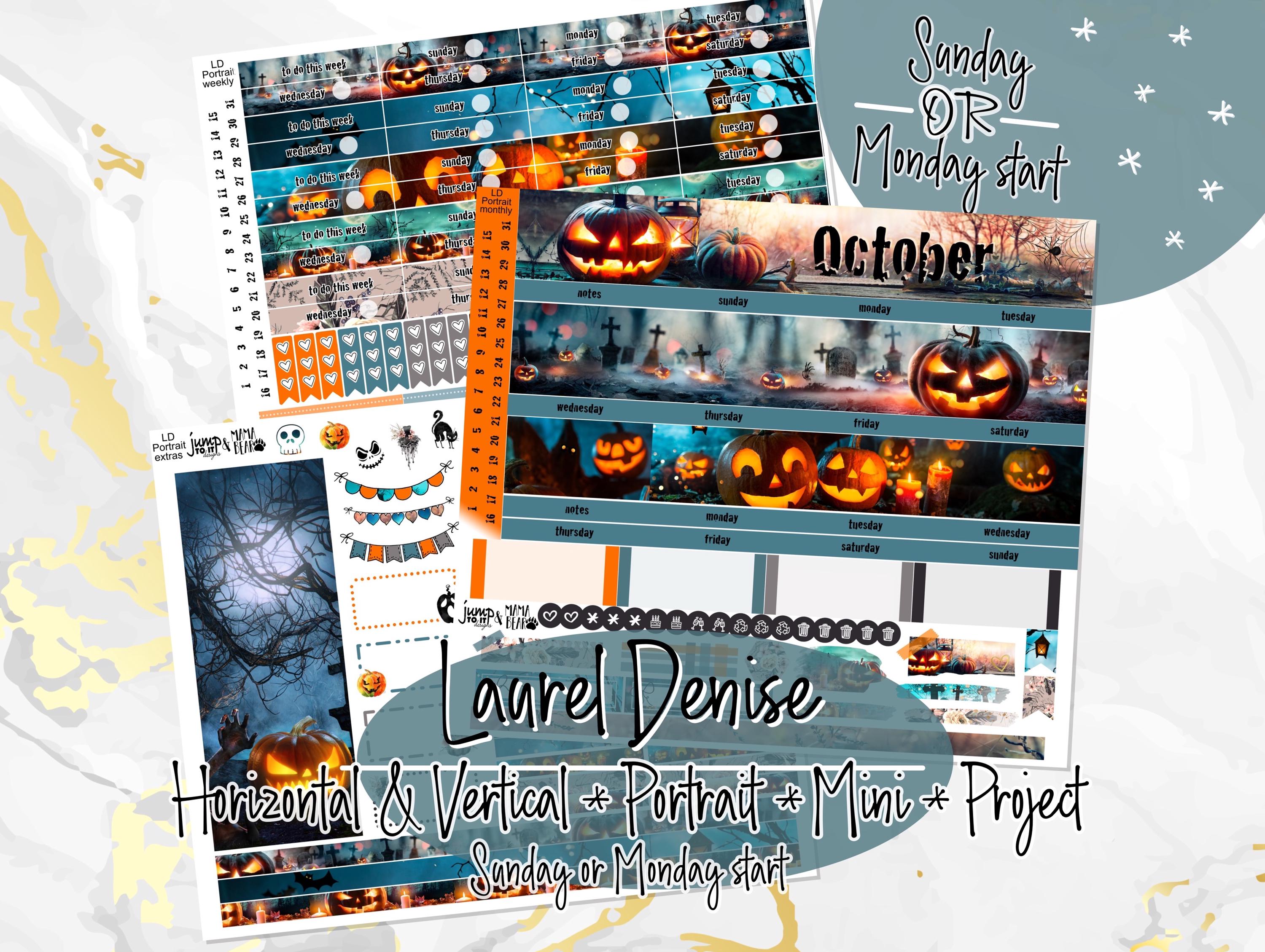 October Fright Night - Laurel Denise Planner stickers - Portrait, Mini, Vertical, Horizontal and Project