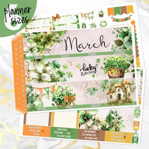 Marzec Shamrock Dreams miesięcznie - Erin Condren Pionowo Poziomo 7”x9”, Happy Planner Classic, Mini i Duży