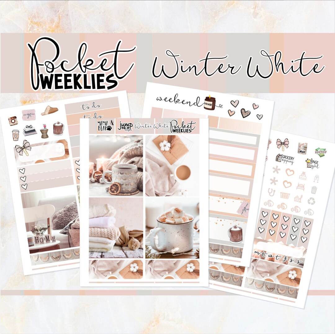 Winter White - POCKET Mini Weekly Kit Planner Stickers - Etsy