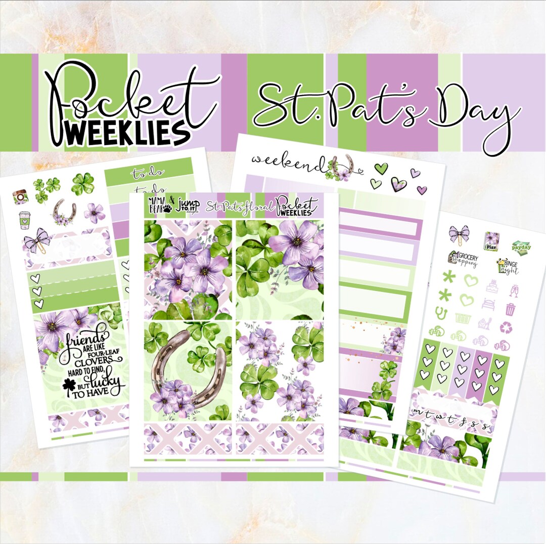 St Patricks Day Floral - POCKET Mini Weekly Kit Planner Stickers - Etsy