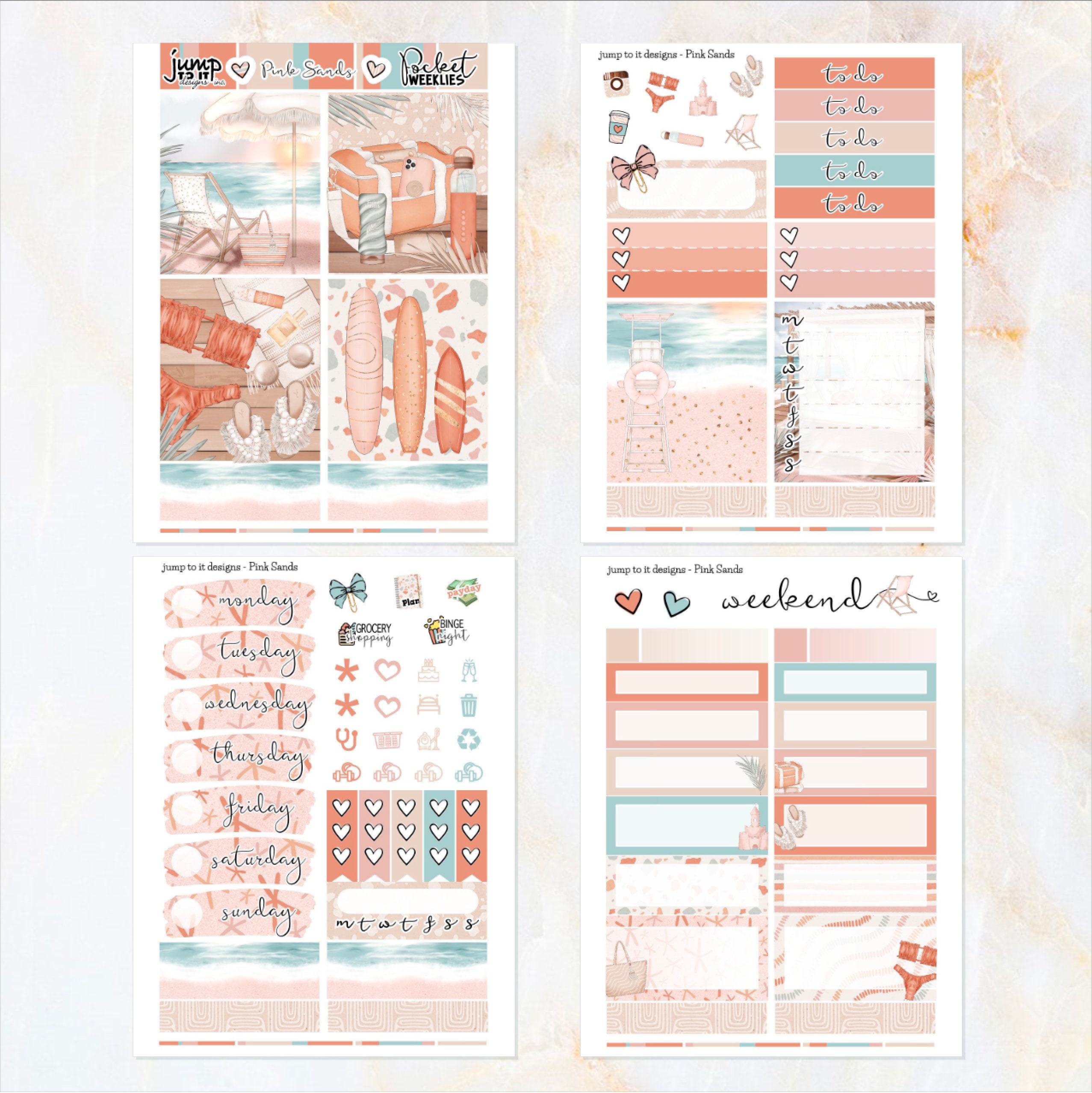 Pink Sands - POCKET Mini Weekly Kit Planner Stickers - Etsy