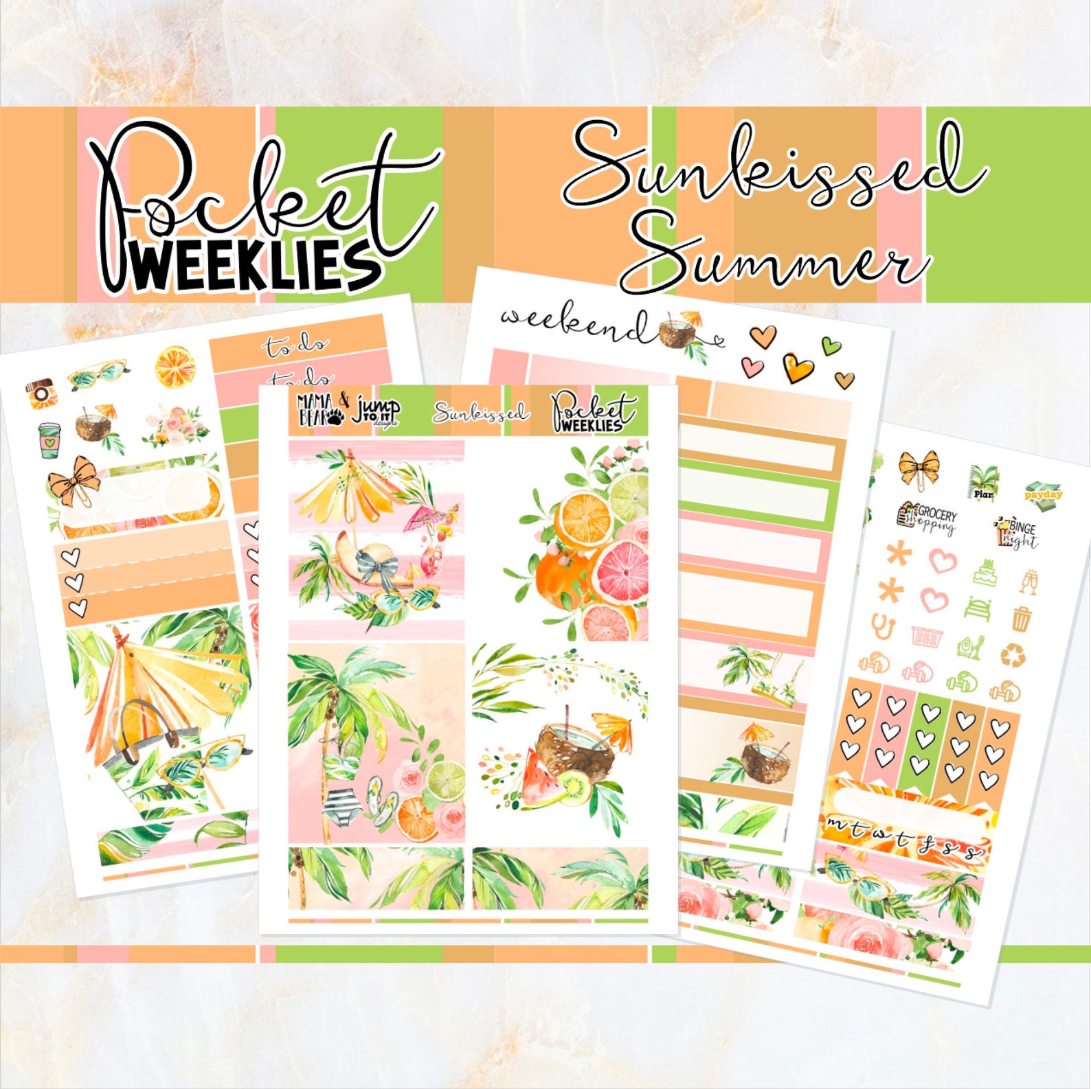 Sunkissed Summer - POCKET Mini Weekly Kit Planner Stickers - Etsy