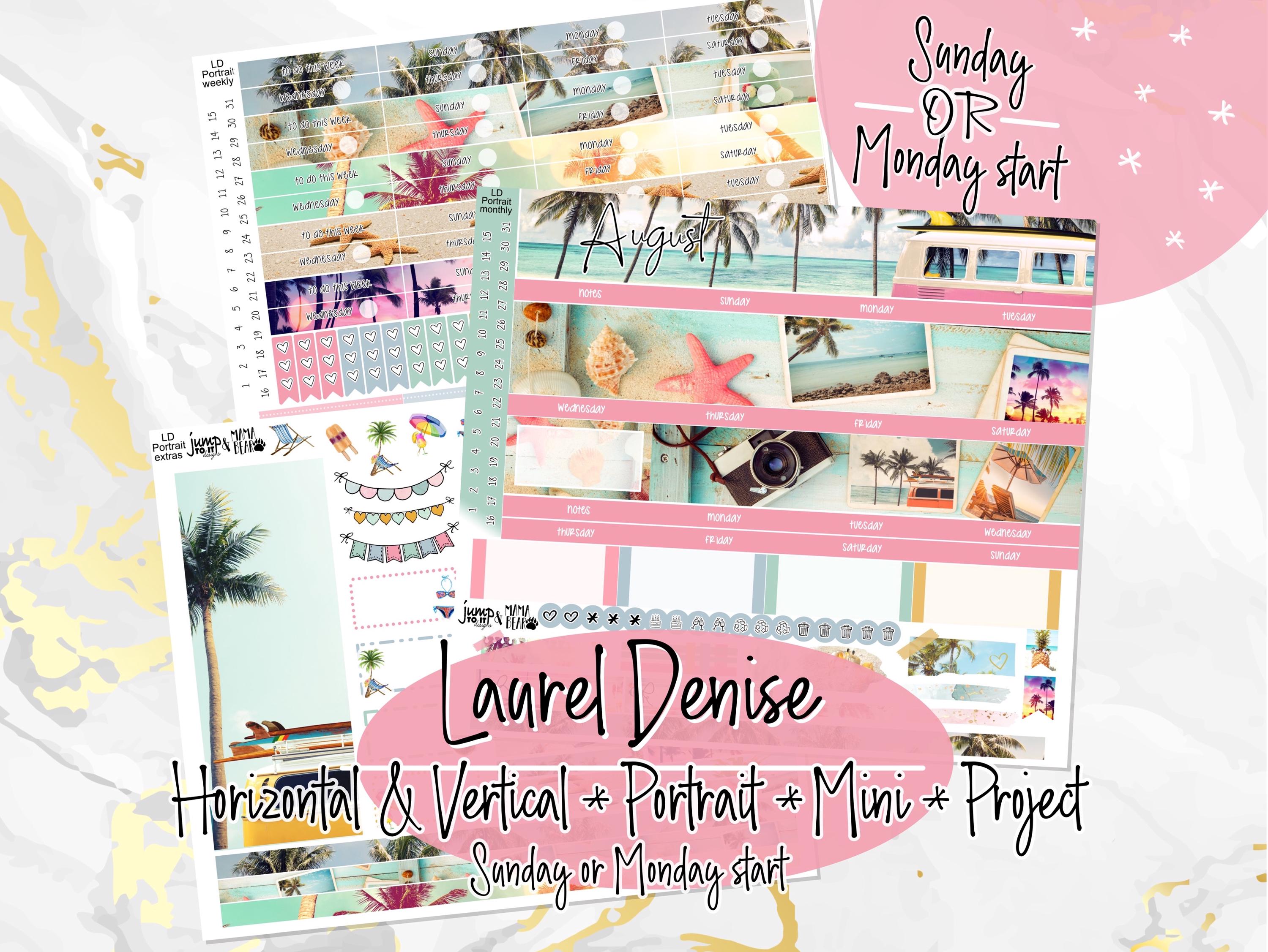 August Summer Dreams- Laurel Denise Planner stickers - Portrait, Mini, Vertical, Horizontal and Project