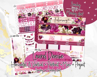 February February Love - Laurel Denise Planner stickers - Portrait, Mini, Vertical, Horizontal and Project