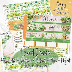 Marzenia o koniczynie marcowej – naklejki Laurel Denise Planner – portret, mini, pionowy, poziomy i projekt