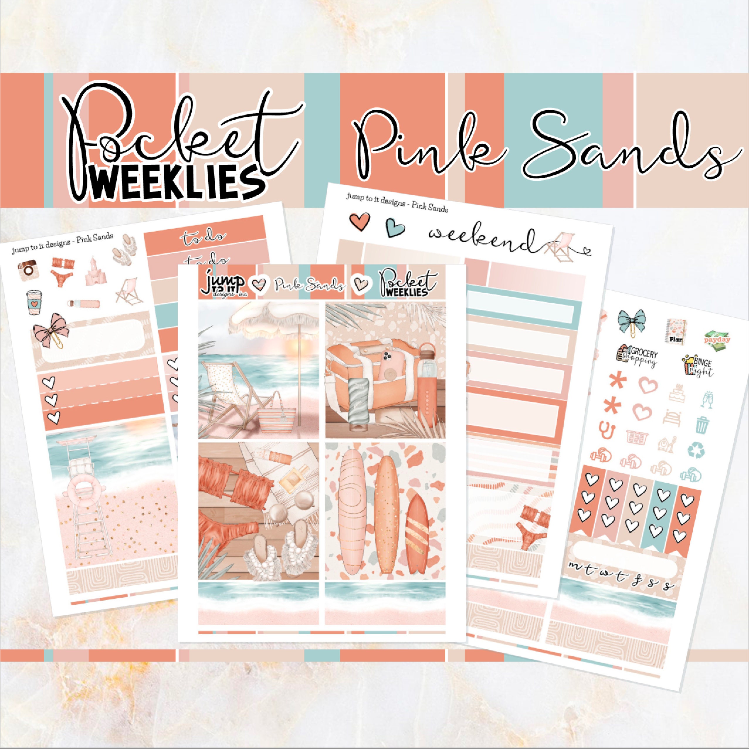 Pink Sands - POCKET Mini Weekly Kit Planner Stickers - Etsy