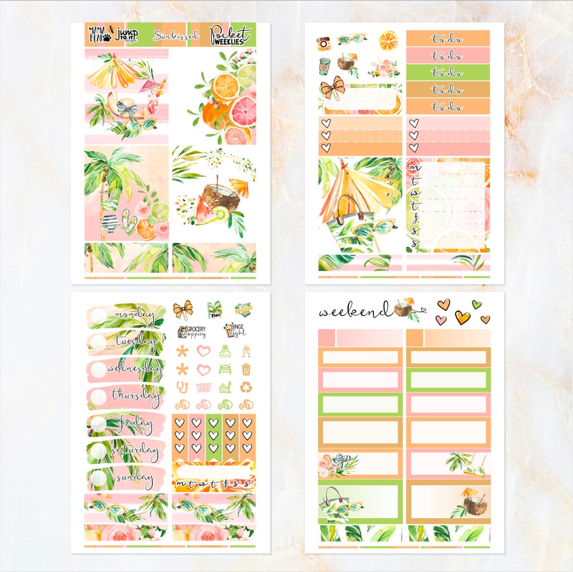 Sunkissed Summer - POCKET Mini Weekly Kit Planner Stickers - Etsy