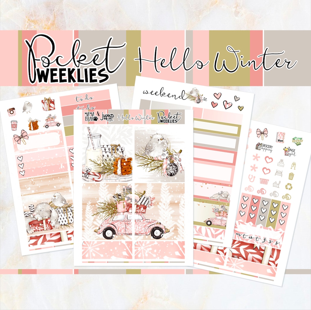 Hello Winter - POCKET Mini Weekly Kit Planner Stickers - Etsy