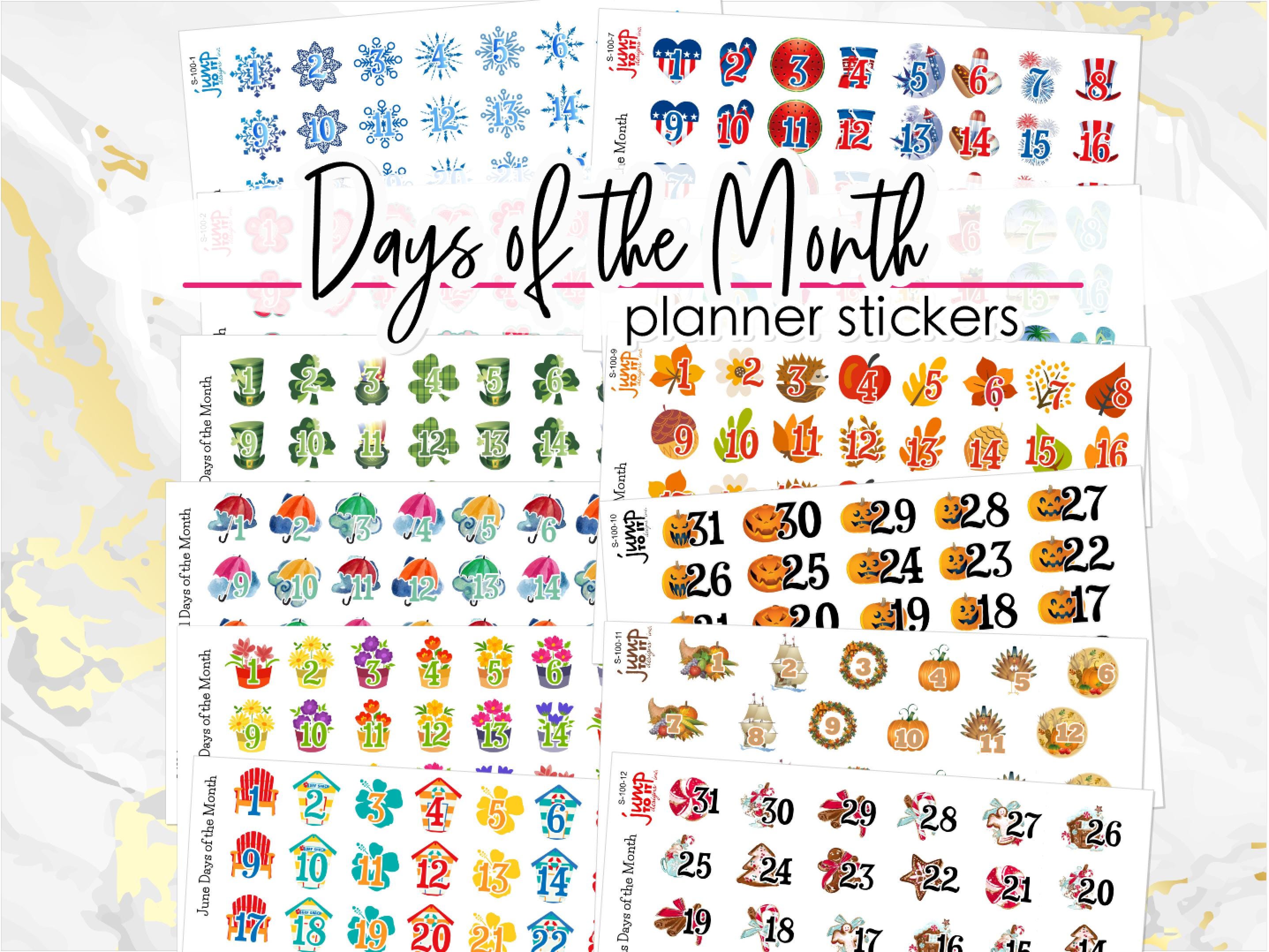 Counting Days Sticker Days of the Month / Countdown Planner Calendar Stickers (S-100+) - Etsy