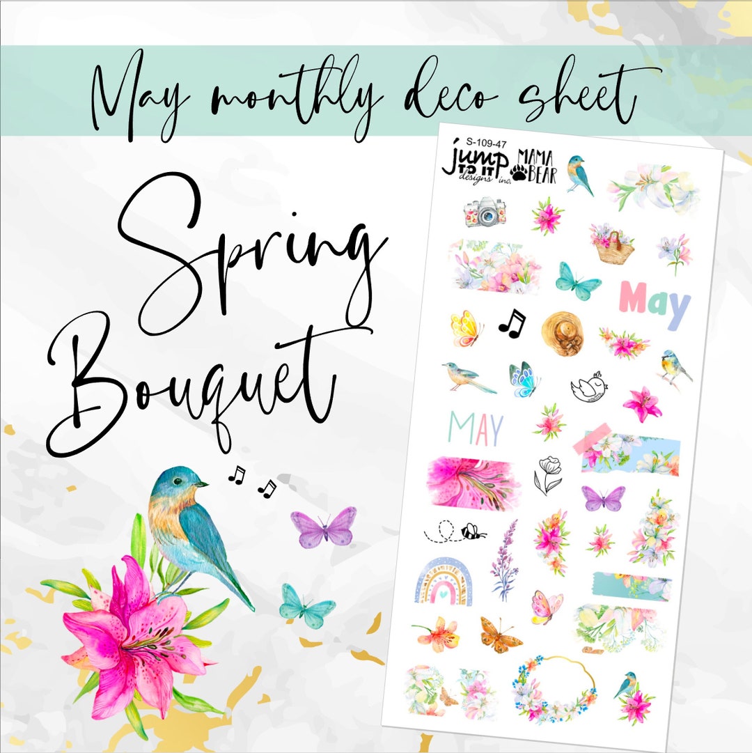 May Spring Bouquet Deco Sheet - Planner Stickers (S-109-47) - Etsy