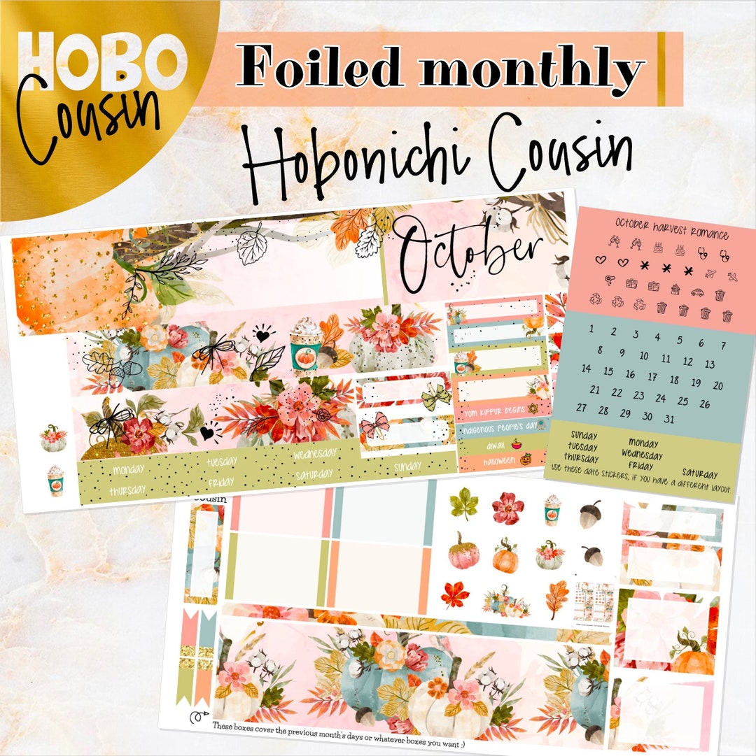 October Harvest Romance FOILED Hobonichi Cousin Monthly - Etsy