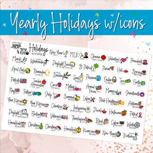 Holiday stickers w/ Icons planner calendar (S-115-2)