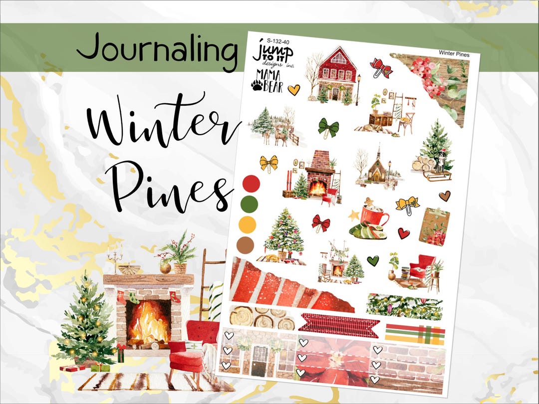 December Winter Pines JOURNAL Sheet - Planner Stickers - (S-132-40) - Etsy