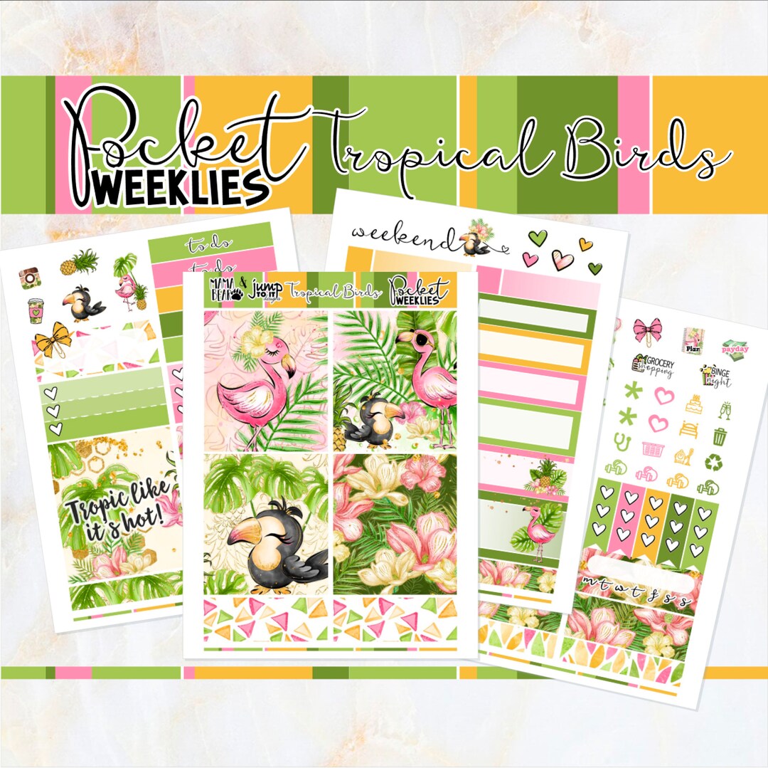 Tropical Birds - POCKET Mini Weekly Kit Planner Stickers - Etsy