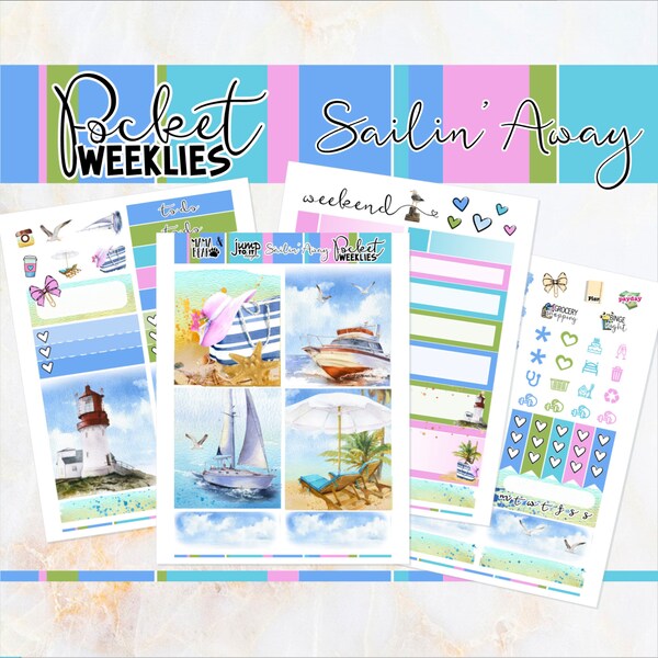 Sailin' Away - POCKET Mini Weekly Kit Planner stickers