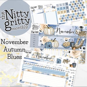 November Autumn Blues - The Nitty Gritty Monthly - Erin Condren Vertical Horizontal