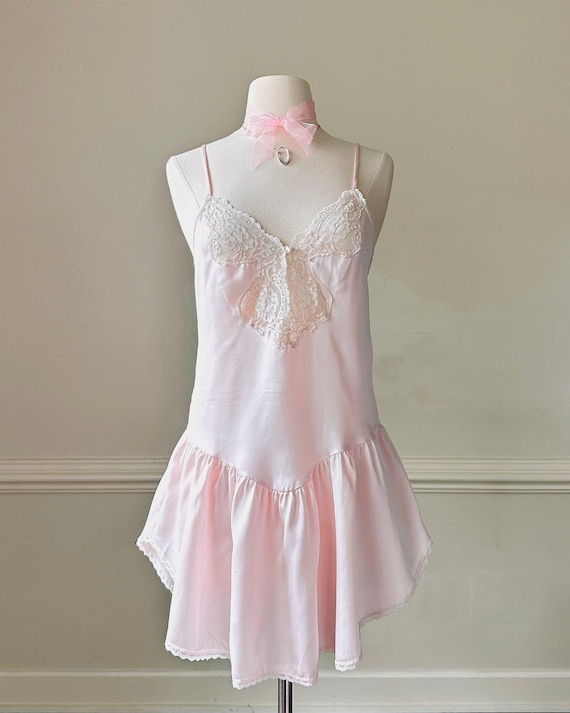 Vintage Powder Pink Coquette Slip Dress (size S) - Etsy