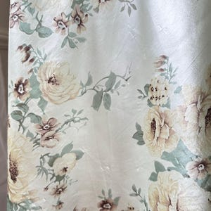 Vintage Sage Green Maxi Slip Dress Featuring Rose Bouquets Print