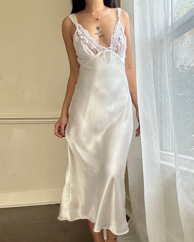 Sorone Satin Lace Maxi Slip Dress