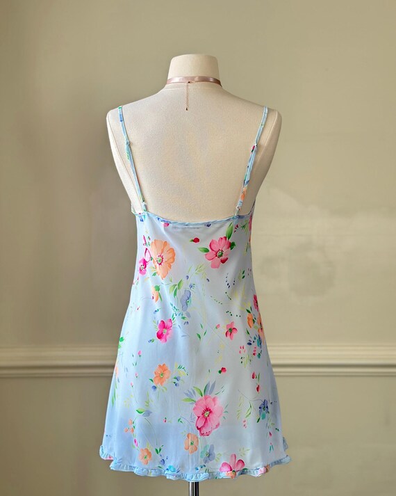 Vintage Victorias Secret Pastel Blue Floral Slip Dress (Size S)