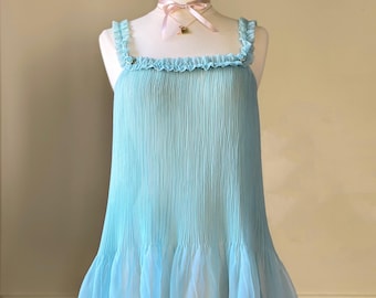 Victoria’s Secret 2006 babydoll sheer minty turquoise blue slip dress