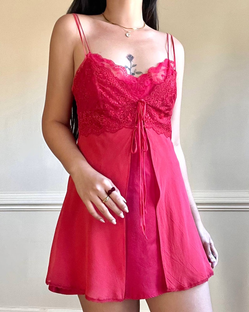 Victorias Secret Silky Sheer Slip Dress With Intricate Etsy