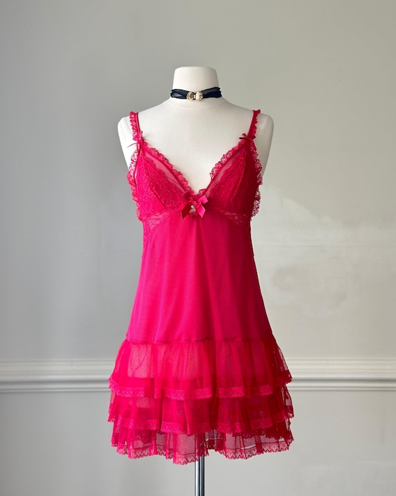 Eblin Pinkish-red Lace Ruffle Babydoll Slip Dress (size M) - Etsy Eblin Pinkish-red Lace Ruffle Babydoll Slip Dress (size M) - Etsy