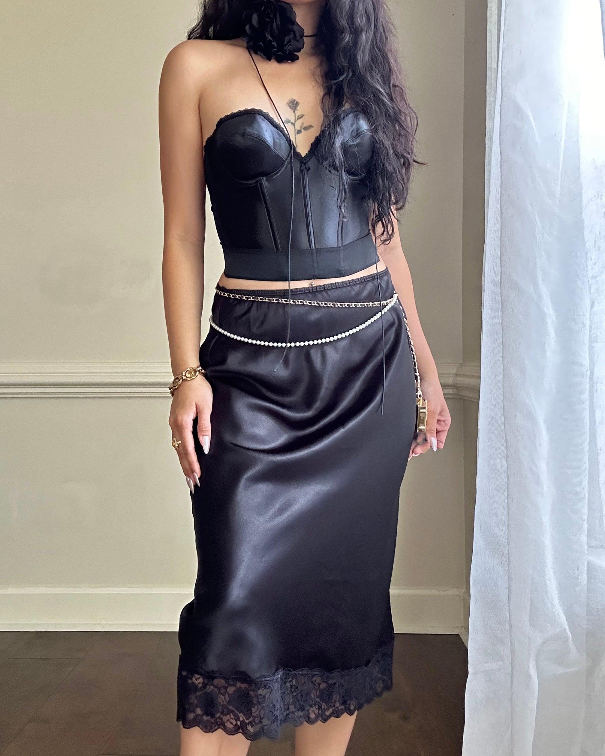 Audrey Satin Skirt - Black