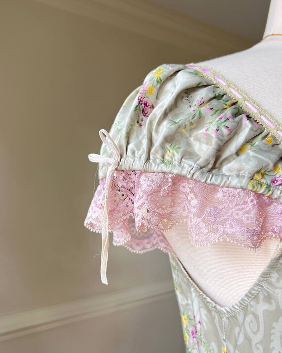 Sage green Victorian inspired midi dress featuring vi… Gem