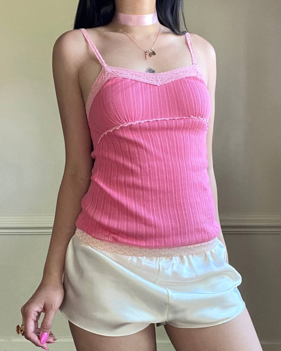 Barbizon bubblegum pink ribbed camisole - image 2