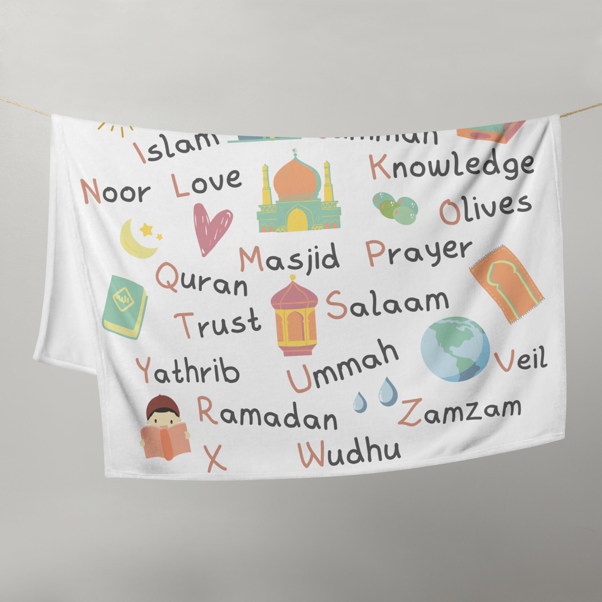 Islamic Alphabet Blanket Alphabet Blanket Arabic Blanket Islamic Gift