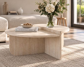 Sculptural Travertine Coffee Table