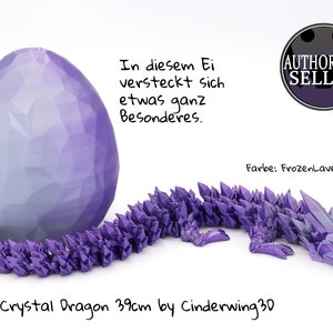 Dragon de cristal en œuf ou individuellement - Dragon de cristal articulé mobile impression 3D - Cinderwing3D - Couleur : FrozenLavender