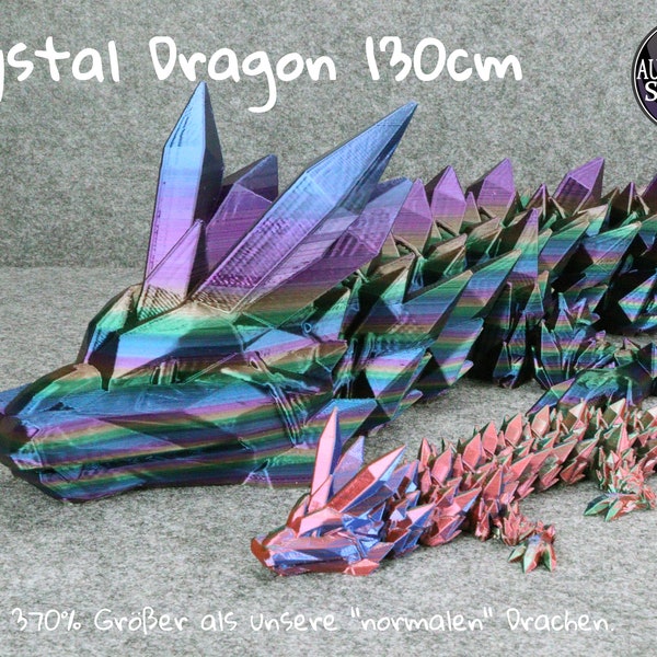 XXL Crystal Dragon 130cm  - beweglicher gelenkiger Drache 3D Druck - Einzelstück Unikat -  by Cinderwing3D