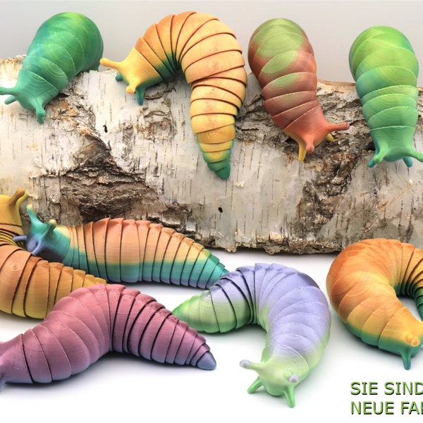 Schnecke Flexi Color Edition einzigartig - 3D Druck - Fidget Slug - Kleines Geschenk - Schreibtischspielzeug - Deko - Gelenkschnecke