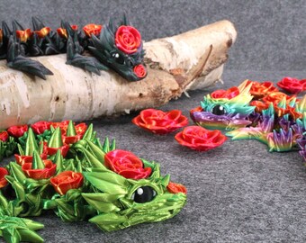 Baby Rose Dragon 26 Cm - Movable Jointed Rose Dragon - 4 Colors 3D