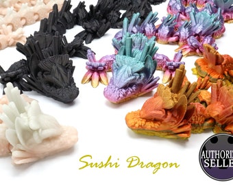 Sushi Dragon 53cm  - beweglicher gelenkiger Drachen 3D Druck - bekannt von TikTok